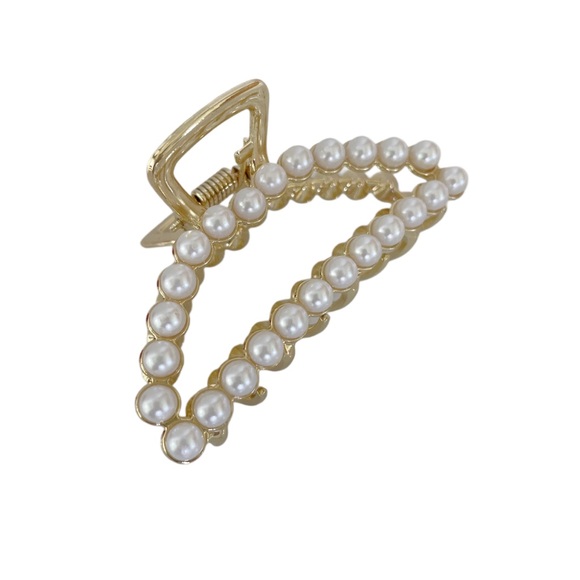 Accessories - Pearl Studded Gold Hair Clip